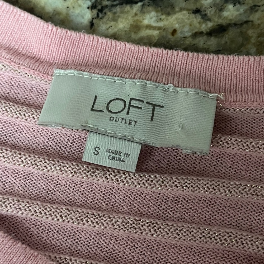 LOFT Outlet Pink Textured Cardigan Women’s S | Preppy Nautical Coastal Button - Picture 9 of 10